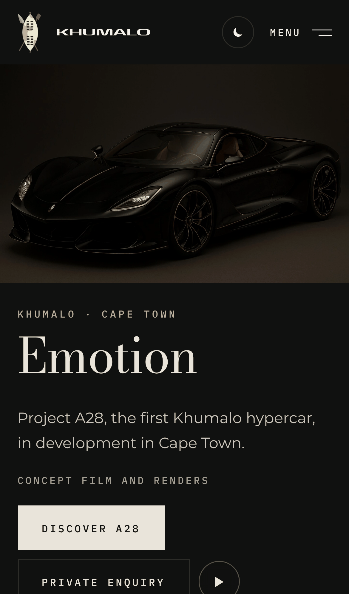 The Khumalo app on a phone, showing the home page